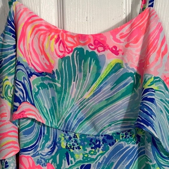 Lilly Pulitzer Lexi dress in "Beach Please," size M, slip dress, flounce overlay - Picture 2 of 14